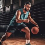 professional basketball player action basketball field